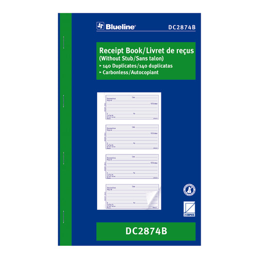 Blueline Receipt Book - 10 7/8" x 6 3/4" - Bilingual