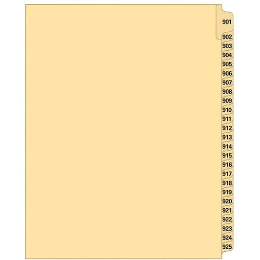 Supreme Litigation Tabs 25th Cut Numeric Set 11" Buff #901-925