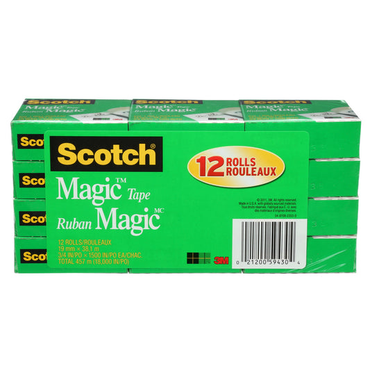 Scotch Magic Tape - 19mm x 38.1m - Clear - 12 Pack