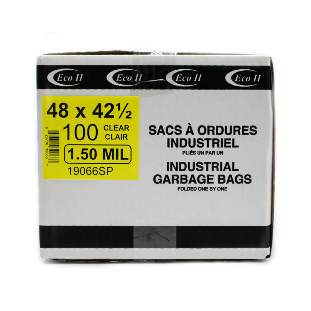 Eco II Garbage Bags - 48" x 42.5" - 1.5MIL - Clear - 100 Pack