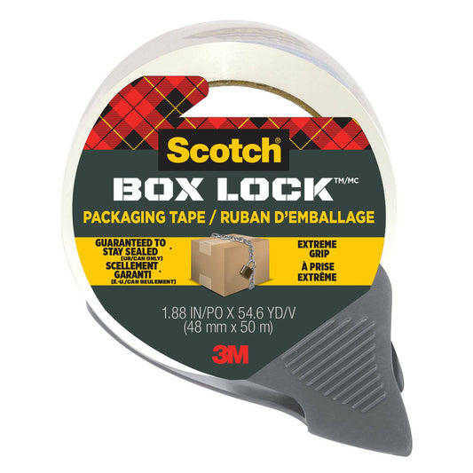 Scotch Box Lock Packaging Tape with Dispenser - 1.88" x 54.6 yd (48 mm x 50 m)