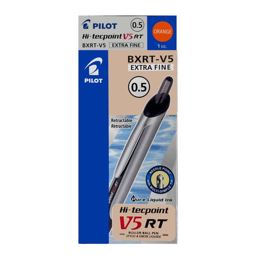 Pilot Hi-Tecpoint V5 RT Retractable Rollerball Pen - Extra Fine Point - 0.5 mm - Orange - 12 Pack