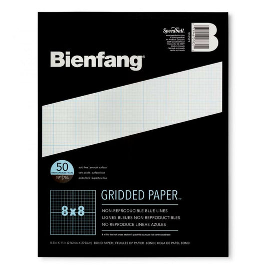 Bienfang Designer Gridded Paper, 8.5"x11", 8x8 Grid, 50 Sheets