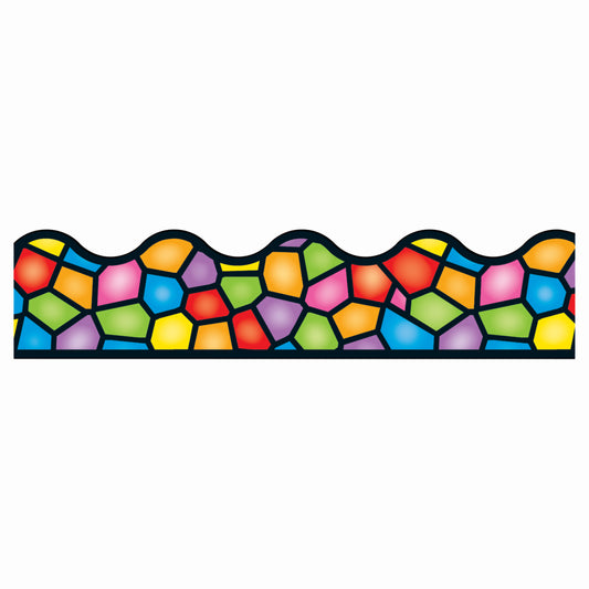 TREND Enterprises Stained Glass Terrific Trimmers - 2.25" x 39" - 12 Pack