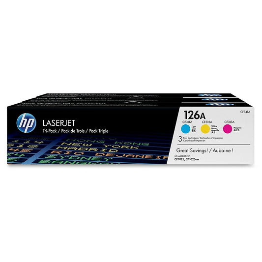 HP 126A (CF341A) Cyan, Magenta & Yellow Original LaserJet Toner Cartridges, 3 pack