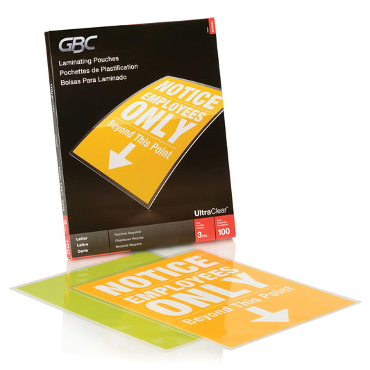 Swingline GBC Ultra Clear Thermal Laminating Pouches - 9" x 11.5" - 100 Pack