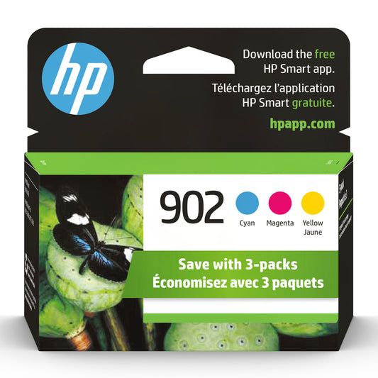 Cartouches d'encre HP 902 cyan, magenta et jaune d'origine, lot de 3 (T0A38AN)