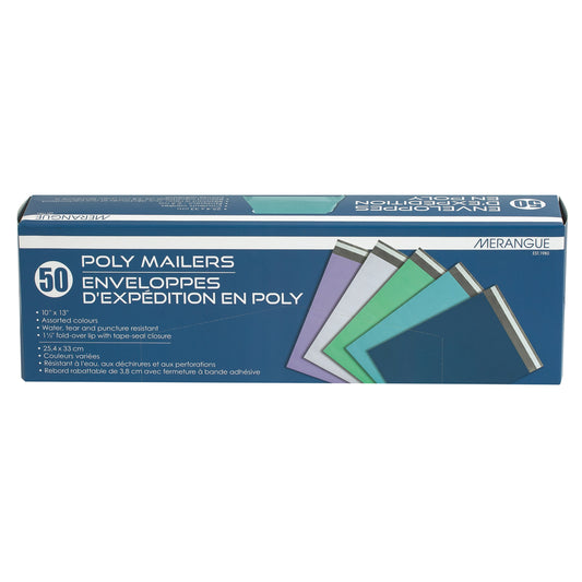 Merangue Self-Adhesive Poly Mailers - 10" x 13" - 50 Pack - Assorted