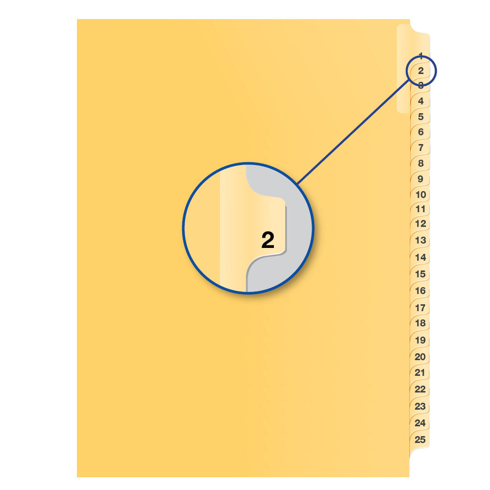 Legal Exhibit Dividers Buff #2 Letter Size, Pack of 25