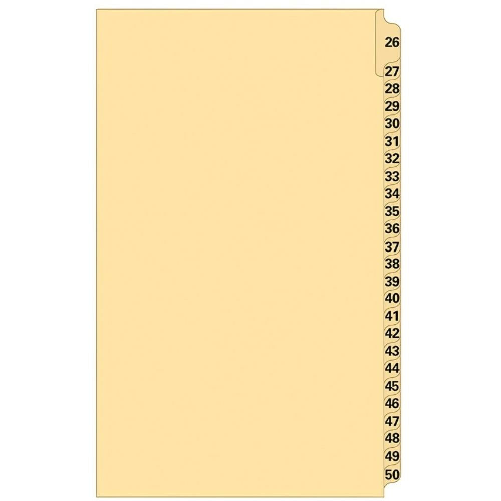 Supreme Litigation Tabs 25th Cut Numeric Set 14" Buff #26-50
