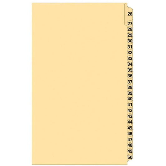 Supreme Litigation Tabs 25th Cut Numeric Set 14" Buff #26-50