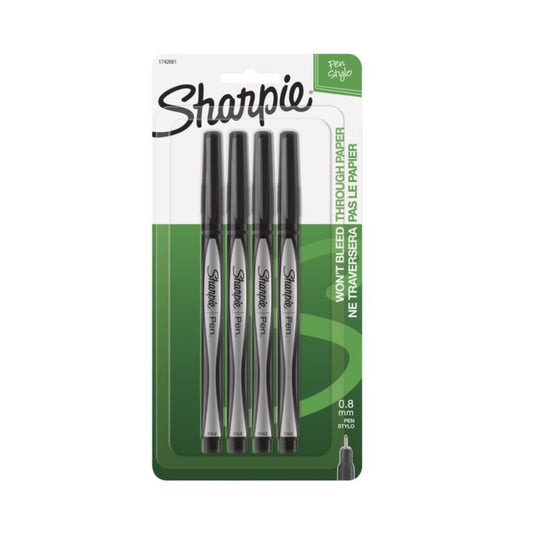 Sharpie Pen Permanent Marker. Black. 4/pkg