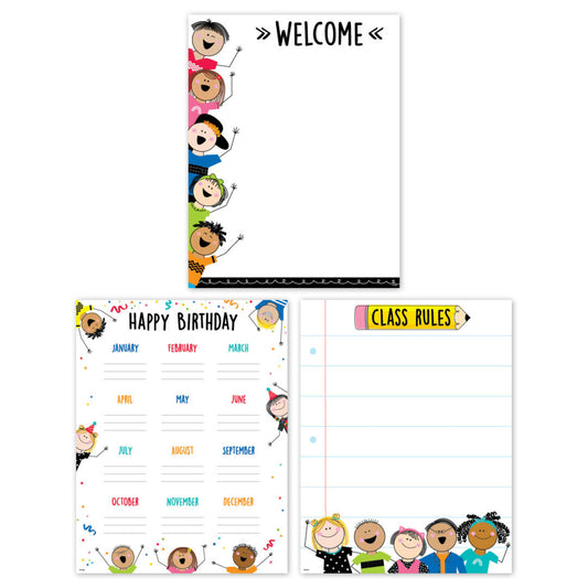 Creative Teaching Press Stick Kids Classroom Essentials - 17" x 22" - 3 Pack