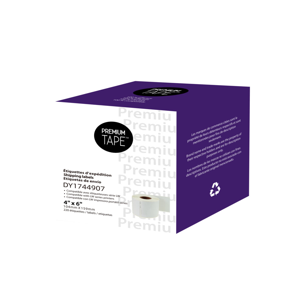 Premium Tape Address Labels - Compatible with Dymo 1744907 - 4" x 6" - 220 Labels