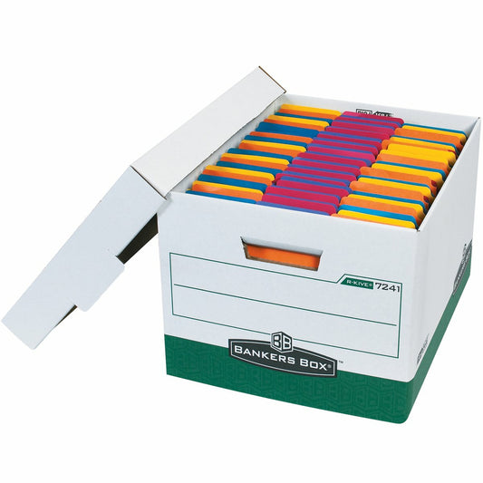 Fellowes Bankers Box - R-Kive File Storage Box - Letter/Legal Size - White/Green