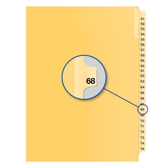 Legal Exhibit Dividers Buff #68 Letter Size, Pack of 25