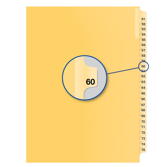 Legal Exhibit Dividers Buff #60 Letter Size, Pack of 25