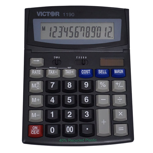 Calculatrice de bureau Victor à 12 chiffres - Noir