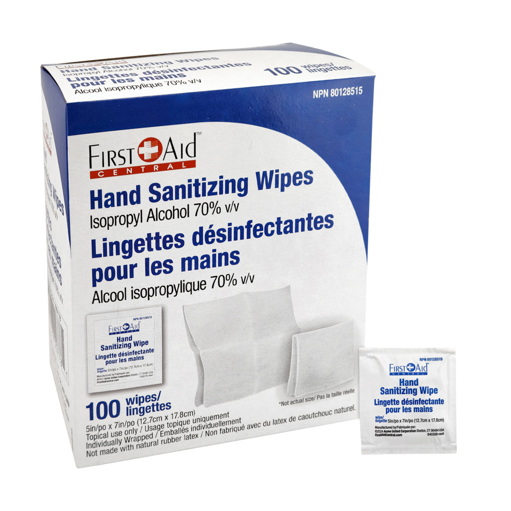 First Aid Central Hand Sanitizing Wipes - 100 Pack