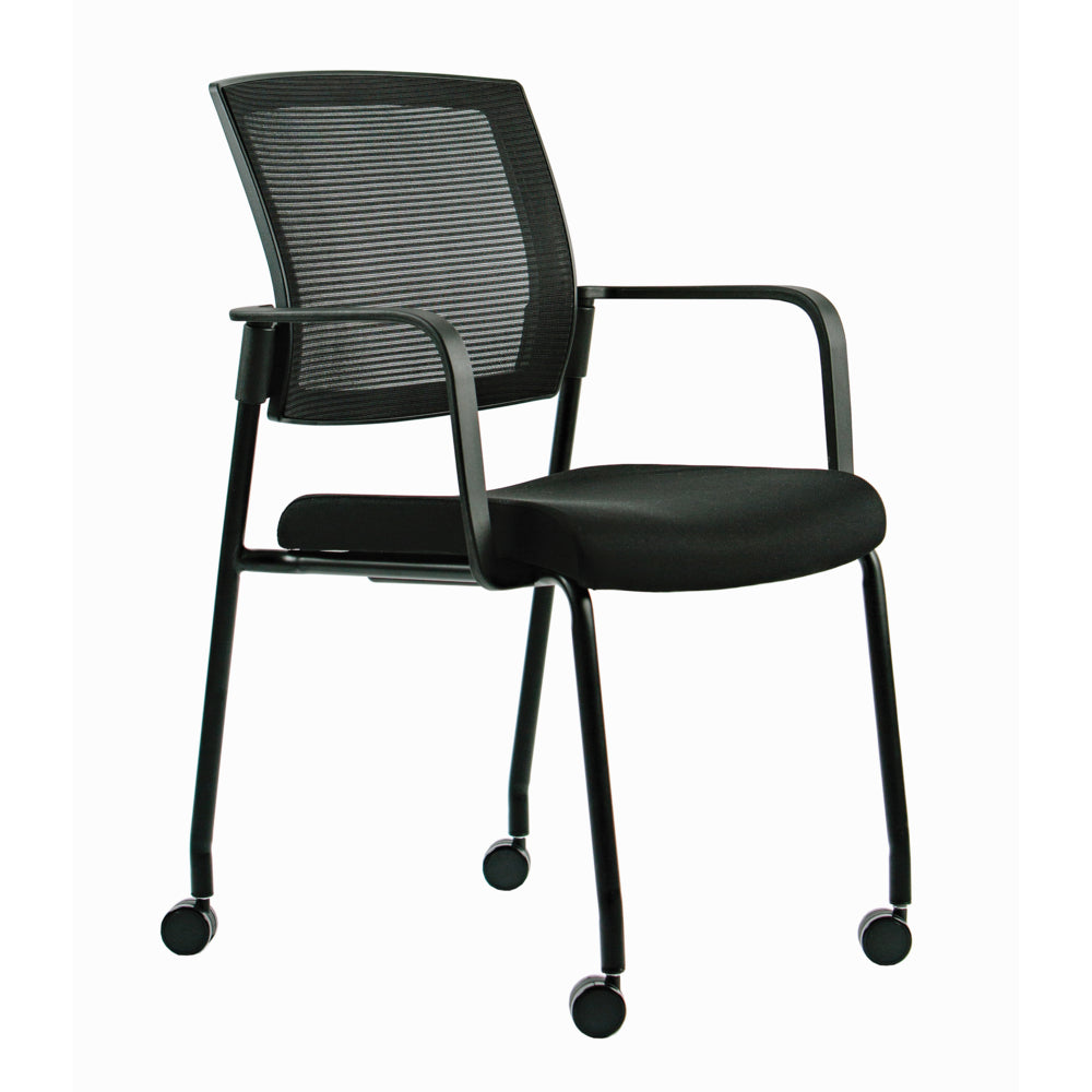 Fauteuil d'invité HDL Dune avec accoudoirs et roulettes - Noir