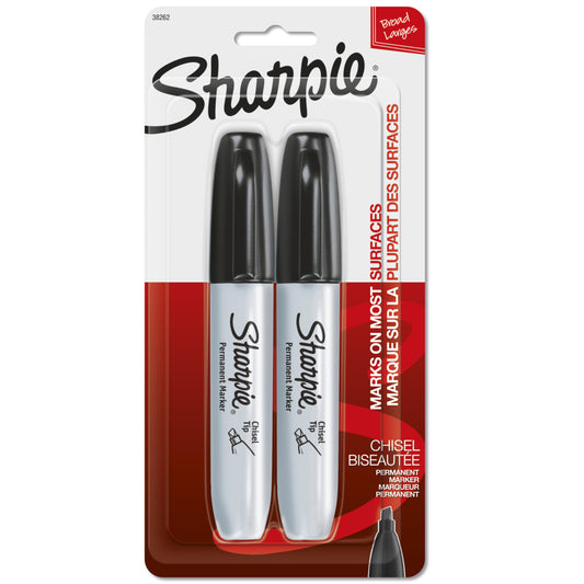 Marqueurs permanents Sharpie - Pointe biseautée - Noir - Lot de 2