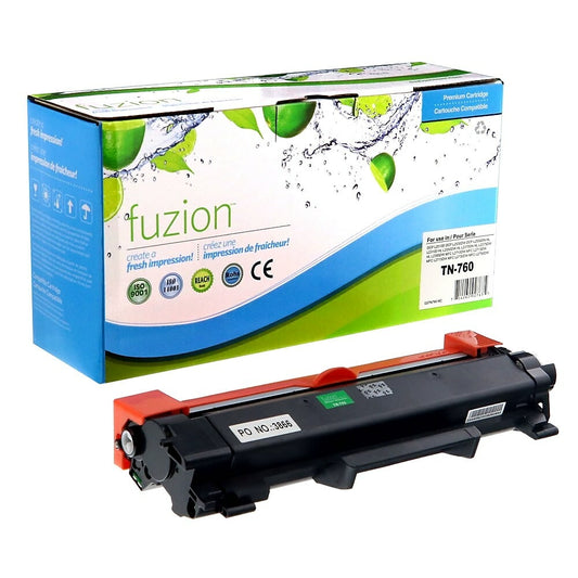 fuzion Brother TN760 Compatible Toner Cartridge - High Yield - Black