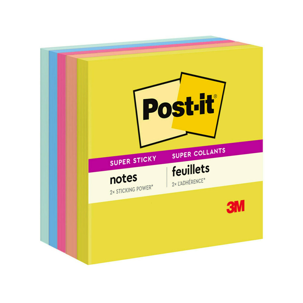 Notes super adhésives Post-it - 7,6 x 7,6 cm - Collection Summer Joy - 450 feuilles - Paquet de 5