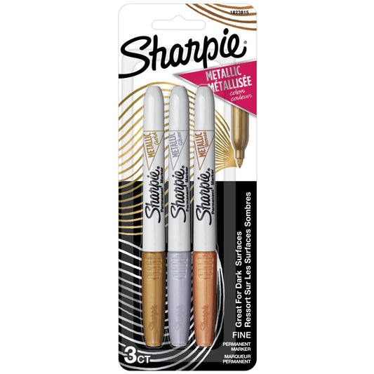 Marqueurs métalliques Sharpie à pointe fine, couleurs assorties, lot de 3