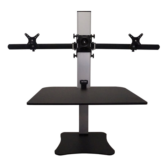 Bureau debout électrique Victor High Rise pour trois écrans - Noir/Argent