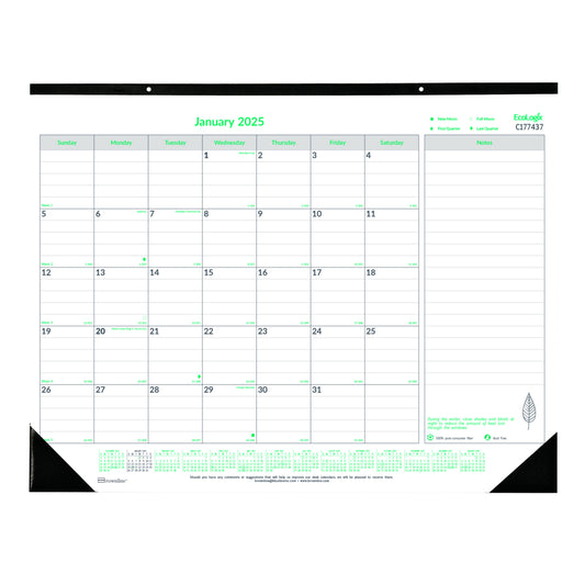 Brownline 2025 EcoLogix Monthly Desk Pad Calendar - 22" x 17" - English