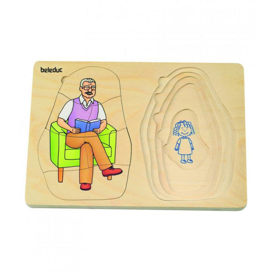 Puzzle à étages Beleduc Grand-mère et Grand-père, 29 x 20,5 x 2 cm