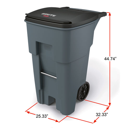 Rubbermaid Brute Rollout Container - 65 Gallons - Grey