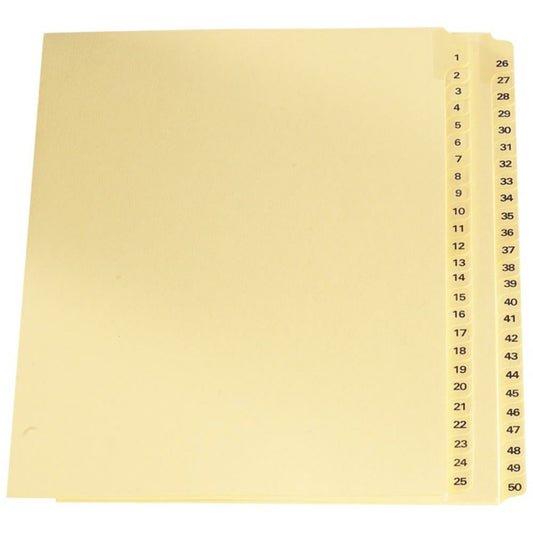 Index des pièces juridiques Buff 1 à 50, format lettre