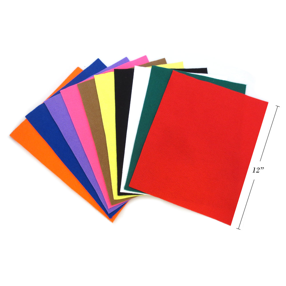 Feuilles de feutre Selectum - 23 cm de large x 30 cm de long - Couleurs assorties - Paquet de 10