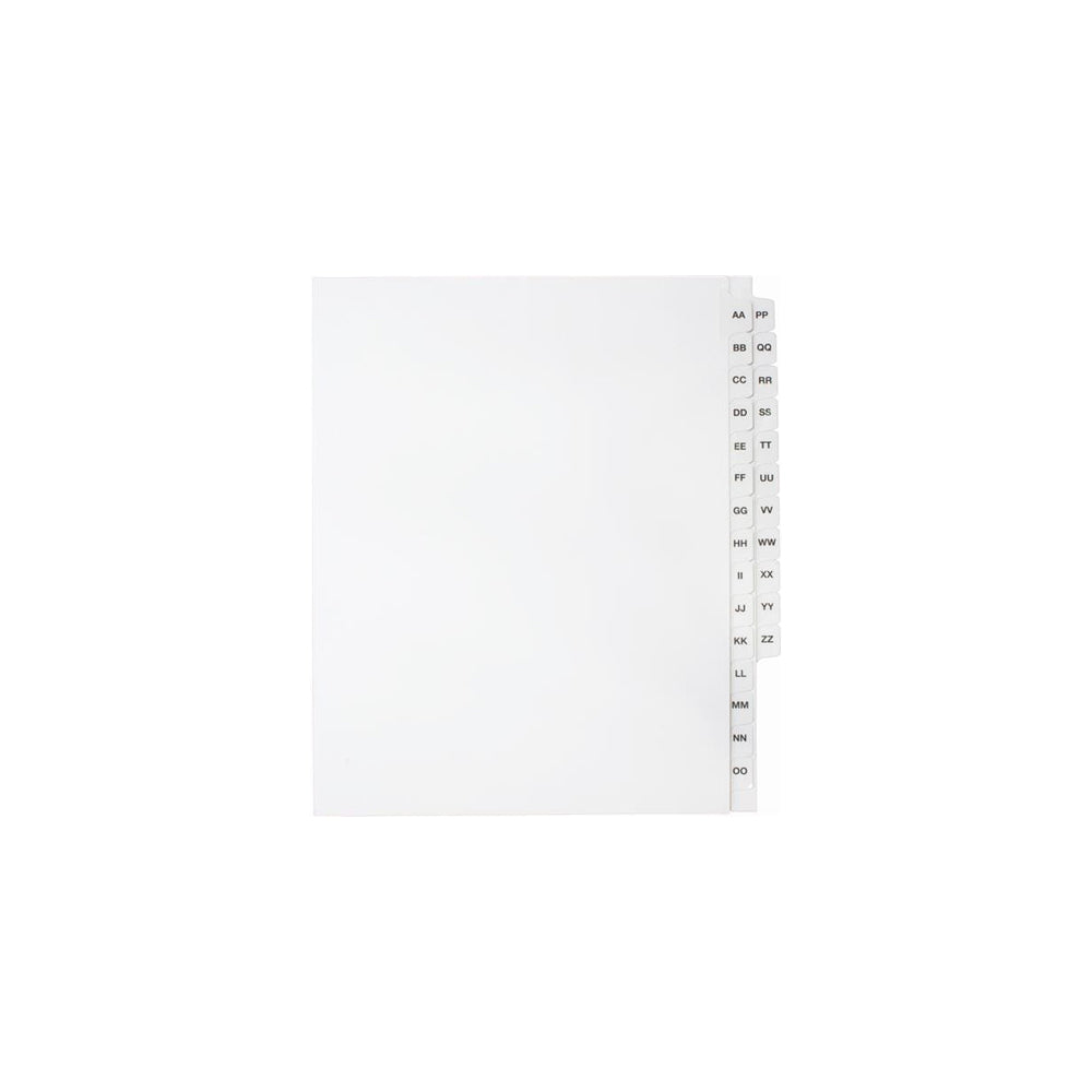 Sterling Alpha Sets Tabs, Letters AA-ZZ, White, Letter Size, 1/15th Cut, 26/set, 1/pk