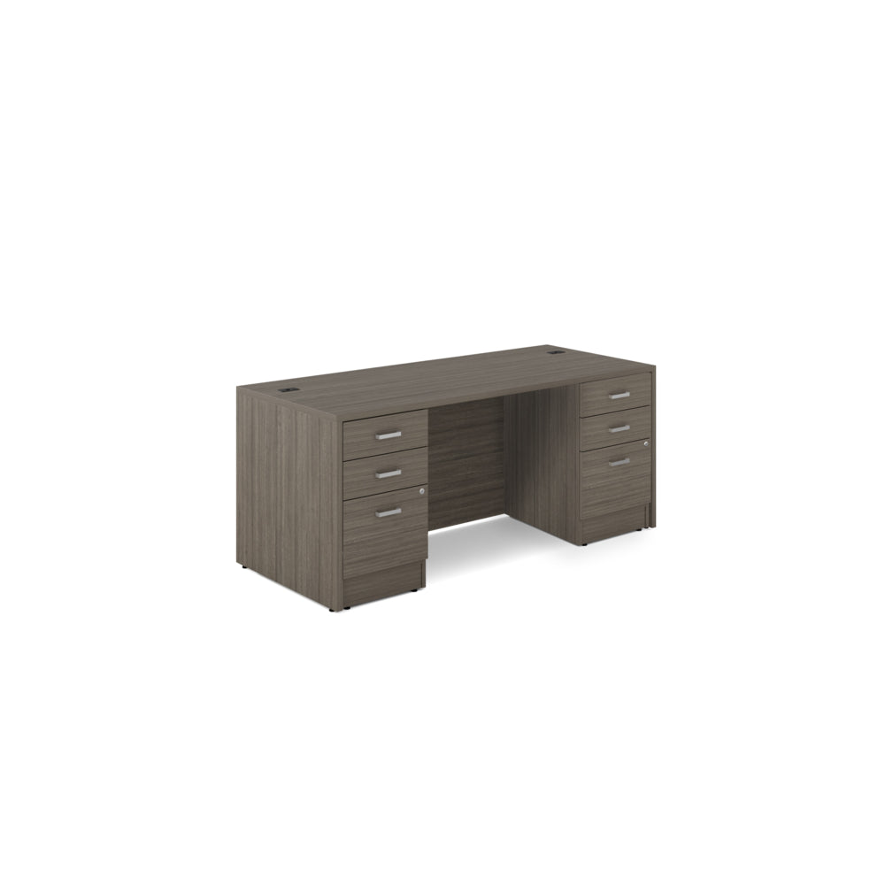 Offices to Go - Newland Double Pedestal Desk - 6 Drawer - 72" W x 30" D - Grey