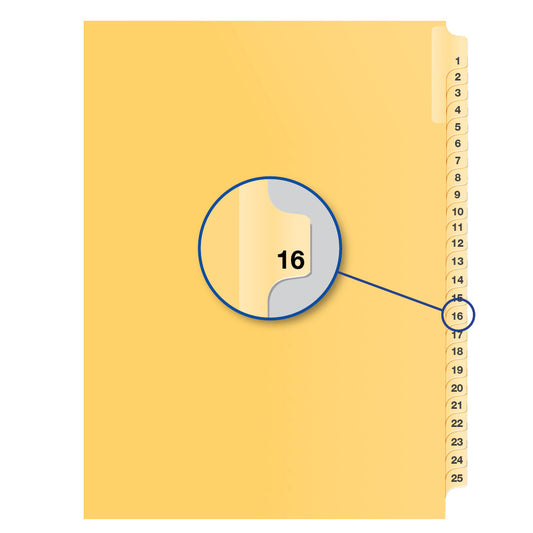Legal Exhibit Dividers Buff #16 Letter Size, Pack of 25