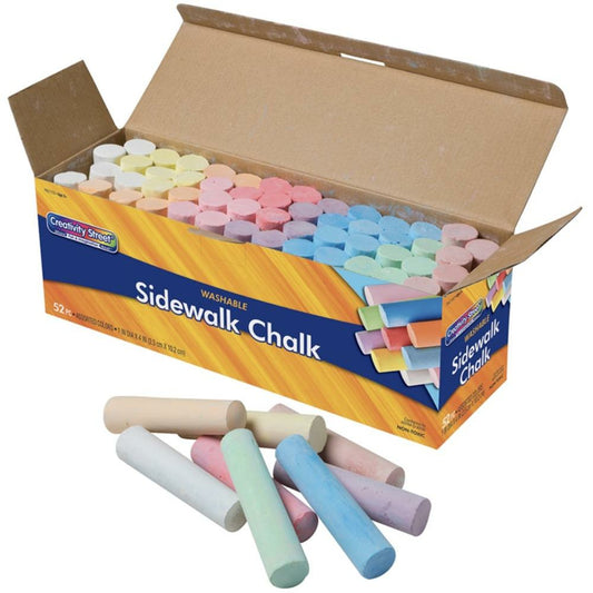 Craies lavables pour trottoir Creativity Street, couleurs assorties, 2,5 cm x 10,2 cm, paquet de 52