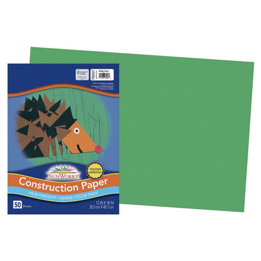 Papier de construction SunWorks, vert vacances, 30,5 cm x 45,7 cm, 50 feuilles/paquet