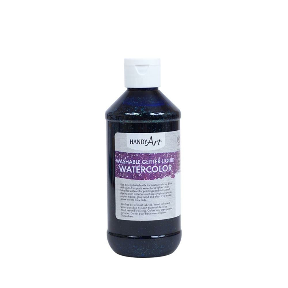 Handy Art Washable Glitter Liquid Watercolors, Blue, 237ml