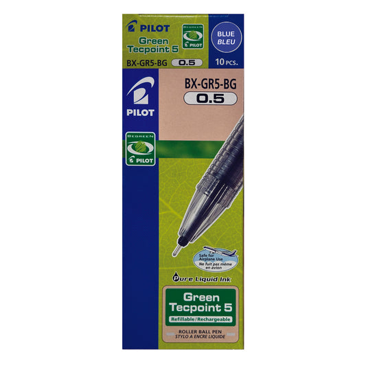 Stylo Pilot GreenTecpoint - Pointe extra fine - 0,5 mm - Bleu - Lot de 10
