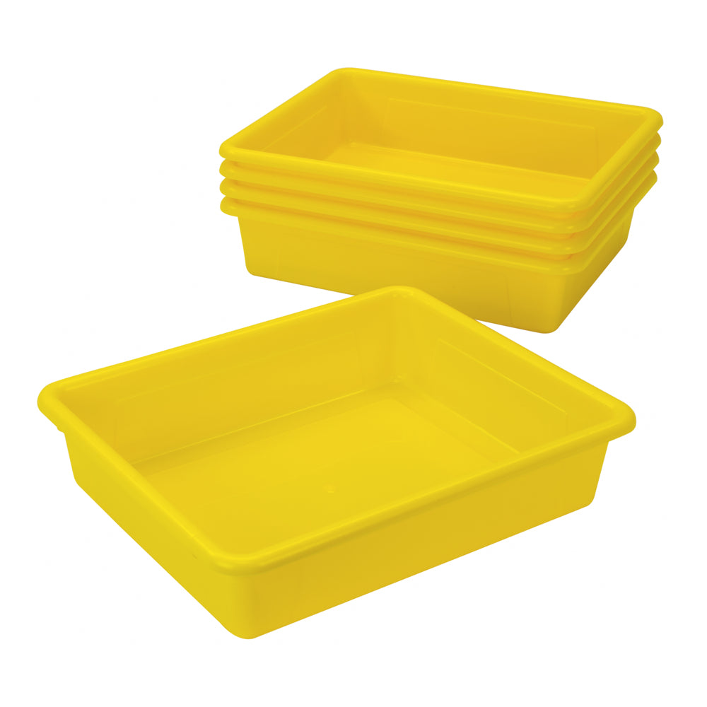 Storex Flat 3" H Stowaway Storage Tray - Yellow