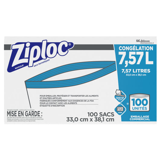 Ziploc Two Gallon Freezer Bags, 13" x 15", 100 Pack