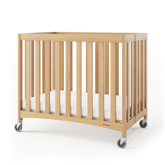 Foundations Travel Sleeper Compact Folding Crib w/ Oversized Casters - 40" x 26" x 34"