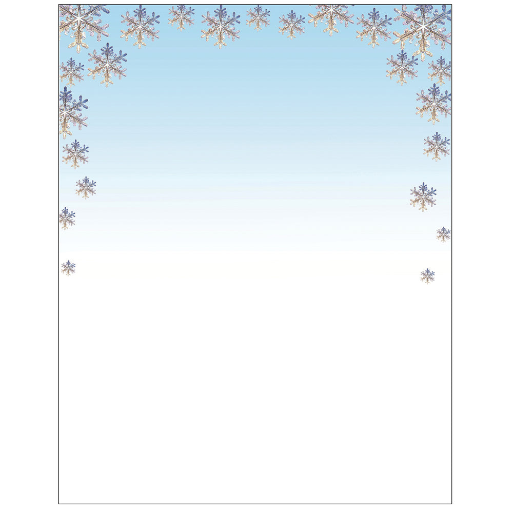 Papeterie des fêtes de Saint-Jacques - 8 1/2" x 11" - Flocons de neige tombants - Paquet de 25