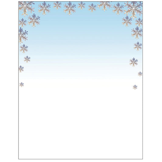 St. James Holiday Stationery - 8 1/2" x 11" - Falling Snowflakes - 25 Pack