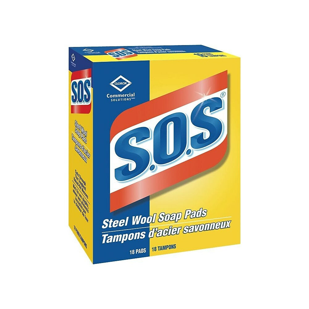 Clorox Commercial Solutions S.O.S Steel Wool Soap Pads, 18 Pads Pack (CL98026)