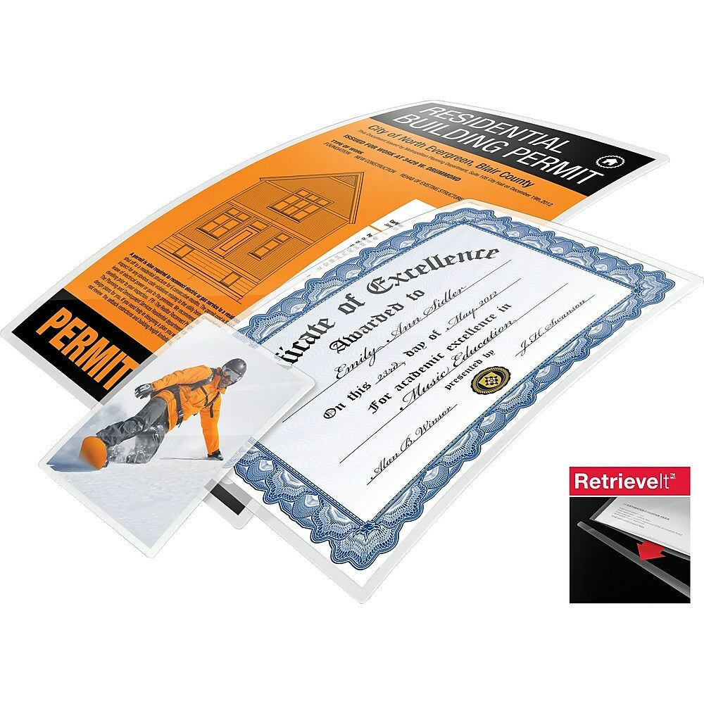 Pochettes de plastification Swingline GBC RetrieveIt Premium, 9" x 14-1/2", 4 mil, format légal, paquet de 25