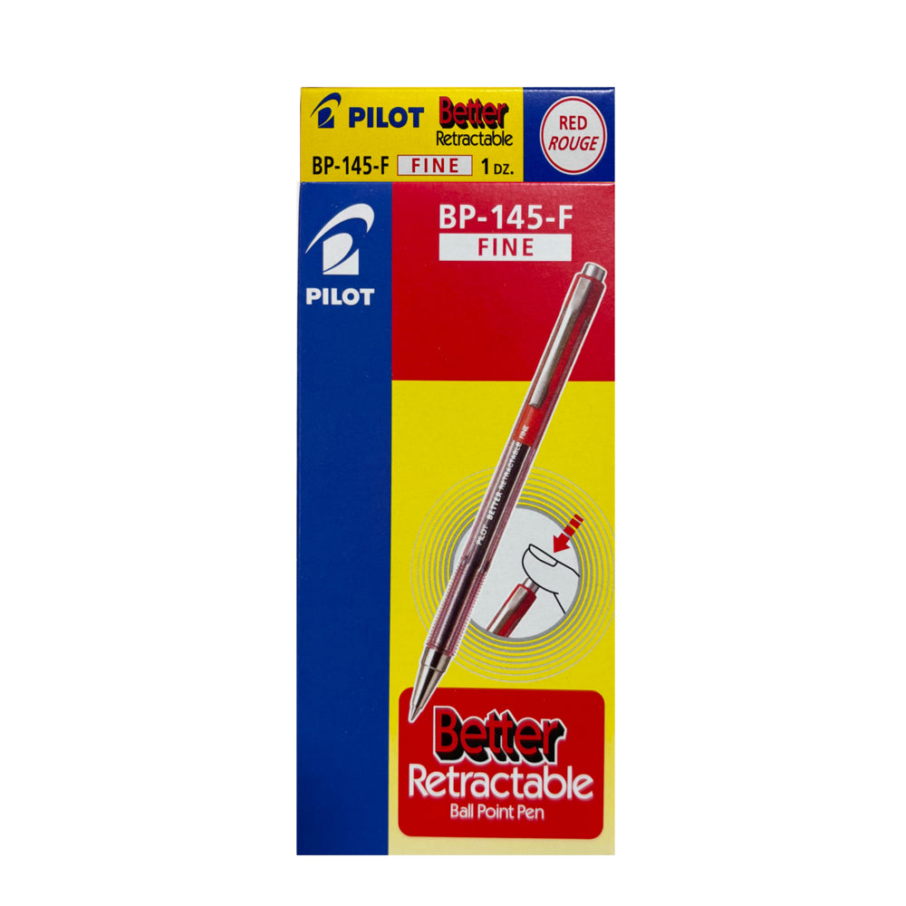 Pilot BPS Better Retractable Ballpoint Pen - Fine Point - Red - 12 Pack