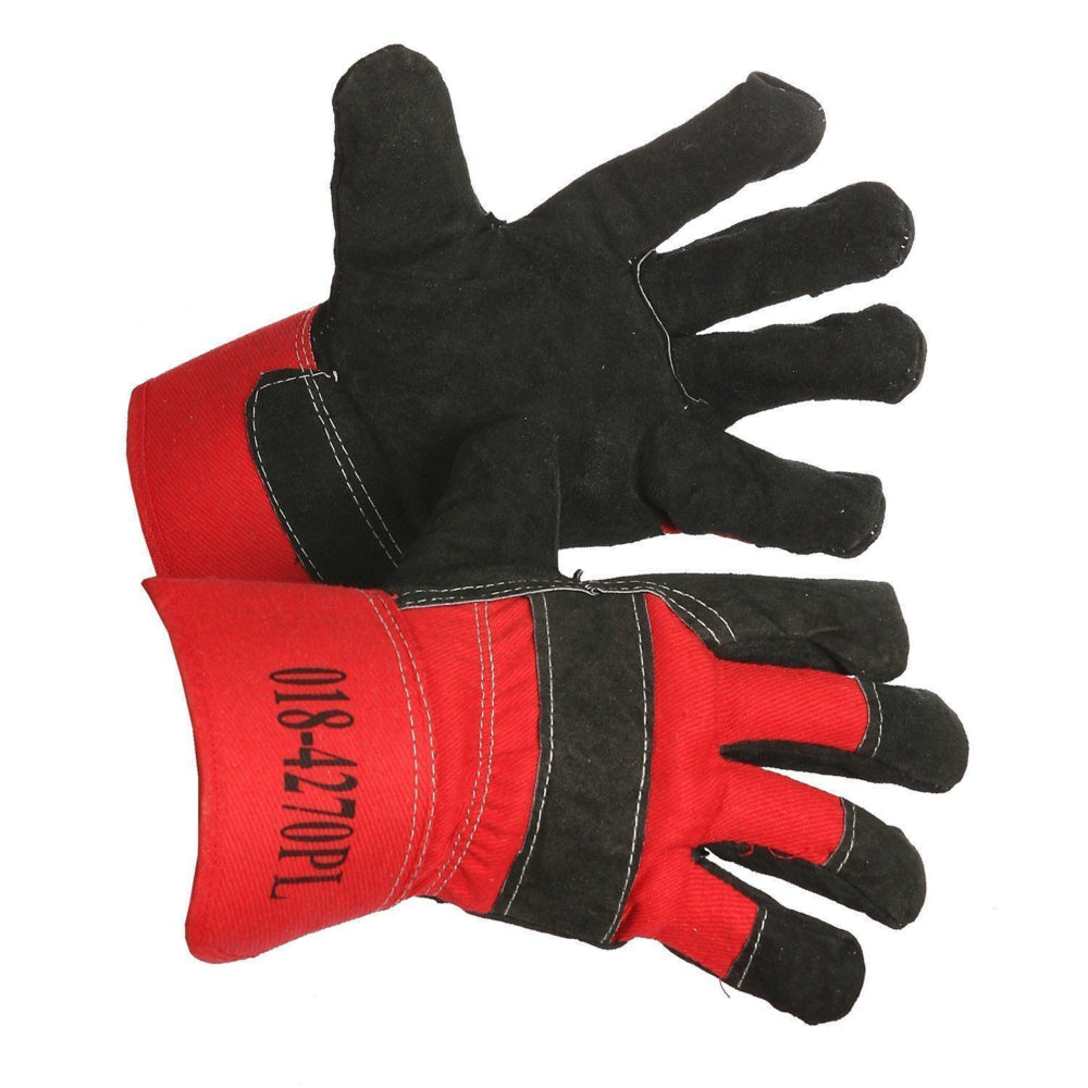Gants de travail Forcefield « Big Nikita » en cuir croûte doublés de velours – Noir/Rouge – Lot de 2
